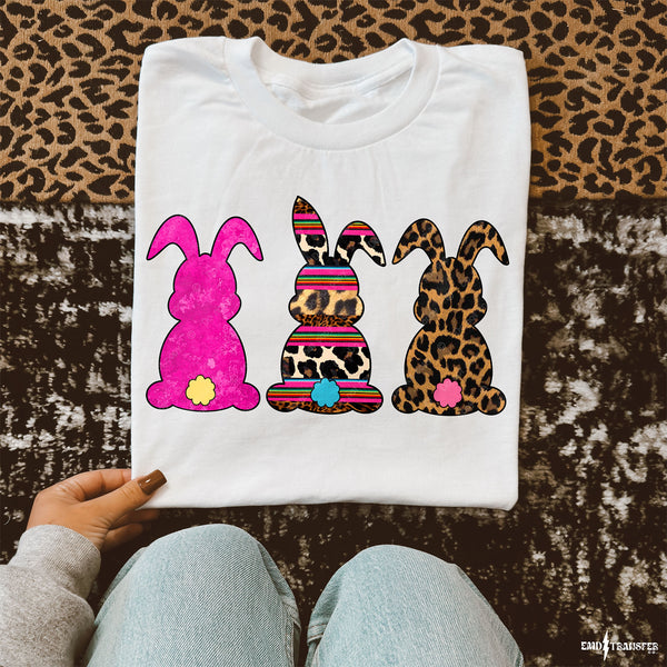 Bright Pink Wester Bunnies DTF TRANSFER 1205