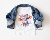 Cow Floral Watercolor DTF TRANSFER 2288