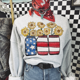 American Flag Jars Sunflowers DTF TRANSFER 2297