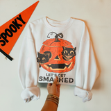 Let's Get Smashed Vintage Pumpkin & Black Cats DTF TRANSFER 5540