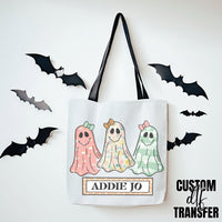 Custom Halloween Trick Or Treat Tote Girl Ghosts DTF TRANSFER 5692