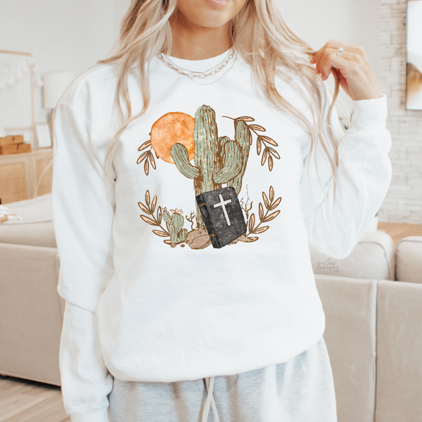 Western Cactus And Bible DTF TRANSFER 6172