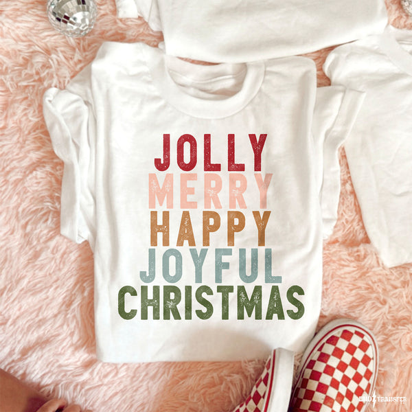 Jolly Merry Happy Joyful Christmas DTF Transfer 6336