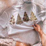 Christmas trees Cow Print Gold DTF TRANSFER 6415