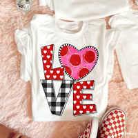 Love Pink Plaid Heart DTF TRANSFER