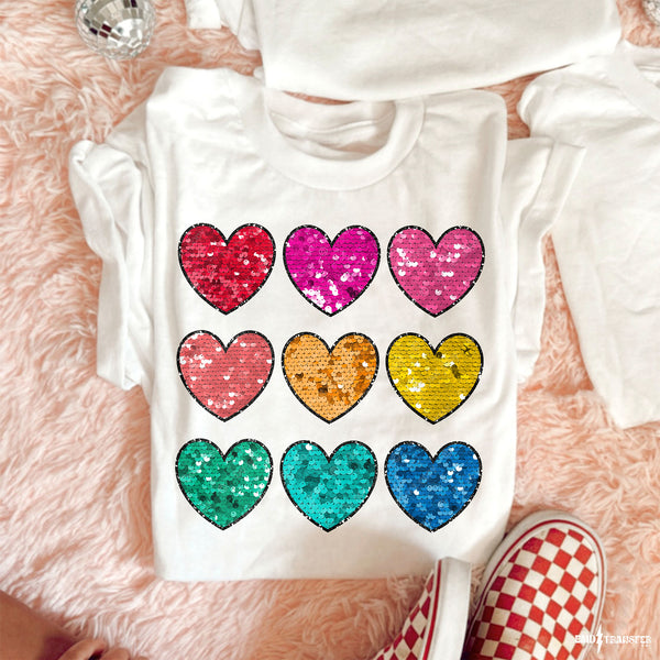 Glitter Hearts DTF TRANSFER 7036