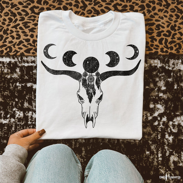 Western Cow Skull Moon Phase  DTF TRANSFER 7390