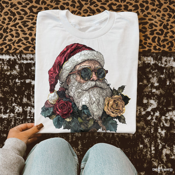 Floral Santa Claus DTF TRANSFER 9041