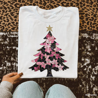 Christmas Tree Pink Black  DTF TRANSFER 9063