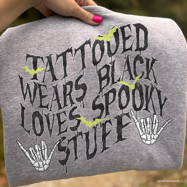 Halloween Tattooed Spooky Stuff DTF TRANSFER 9774