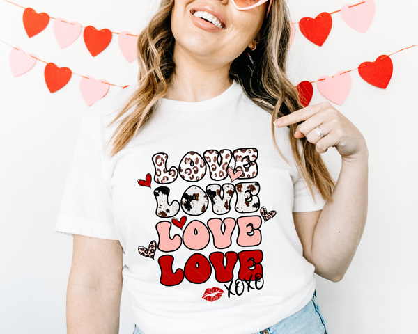Love Stacked Cow Print DTF TRANSFER