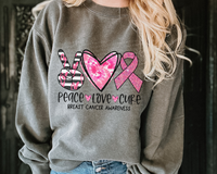 Peace Love Cure Breast Cancer Awareness DTF TRANSFER 2648